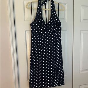 Jones New York Navy & White Polka Dot Halter Dress